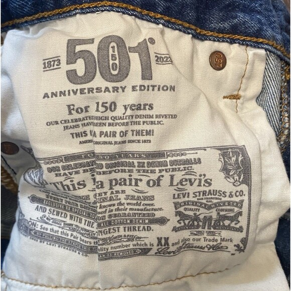 Levi’s 501 Anniversary High Rise Button Fly Jeans Women’s W28 L31 Distressed - Picture 11 of 16